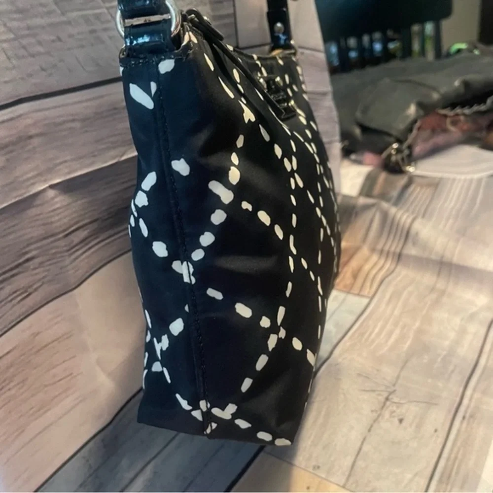 Kate ♠️ Spade Kate NY Stevie Shoulder Hand Bag BLACK CREAM Patent EUC!!!​